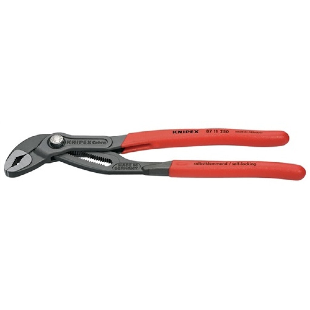 Wasserpumpenzange Cobramatic L.250mm Kopf poliert Griffe mit Ku.überzogen Knipex Produktabbildung: Wasserpumpenzange Cobramatic L.250mm Kopf poliert Griffe mit Ku.überzogen Knipex