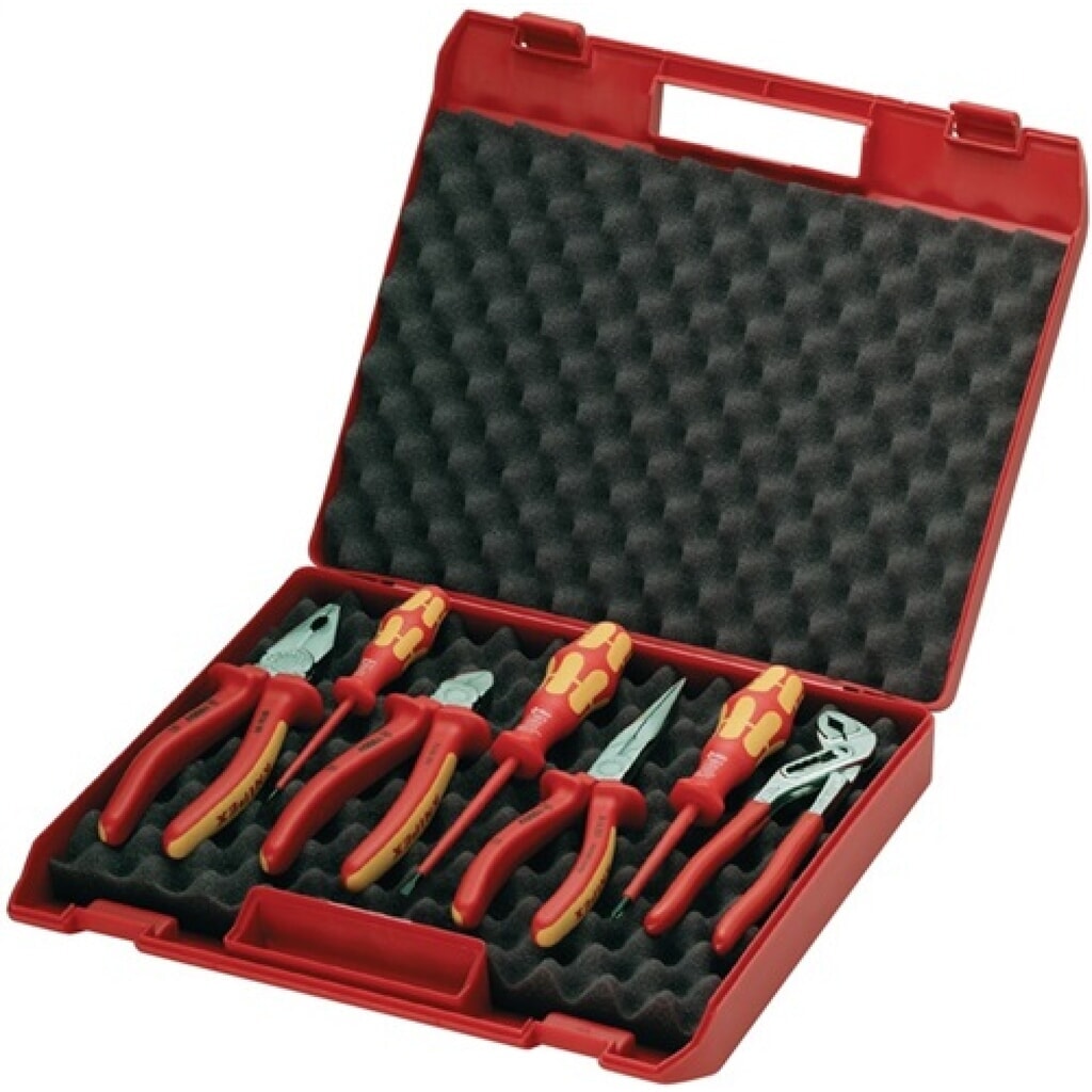 Zangen-/Werkzeugsatz 7-tlg.2K-Hülle/Ku.-Überzug Ku.-Koffer VDE KNIPEX Produktabbildung: Zangen-/Werkzeugsatz 7-tlg.2K-Hülle/Ku.-Überzug Ku.-Koffer VDE KNIPEX