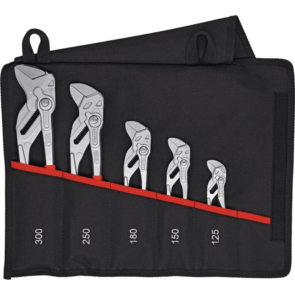 KNIPEX Zangenschlüsselset Inh.5-tlg.verchr.Rolltasche Produktabbildung: KNIPEX Zangenschlüsselset Inh.5-tlg.verchr.Rolltasche