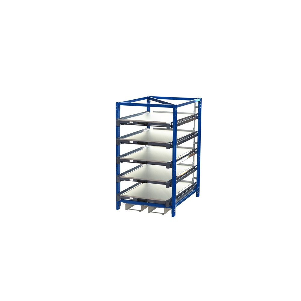 Produktabbildung Nr. 1: Kompakt-Auszugsregal mit 5 Schubfächern, Fachlast 150 kg, Höhe 1.560 mm, mit Einfahrtaschen