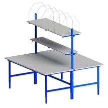Produktabbildung Nr. 1: DAHMEN Manuell höhenverstellbarer Packtisch Classic, beidseitig, Komplett-Set, HxBxT 700-950 x 2.000 x 1.840 mm