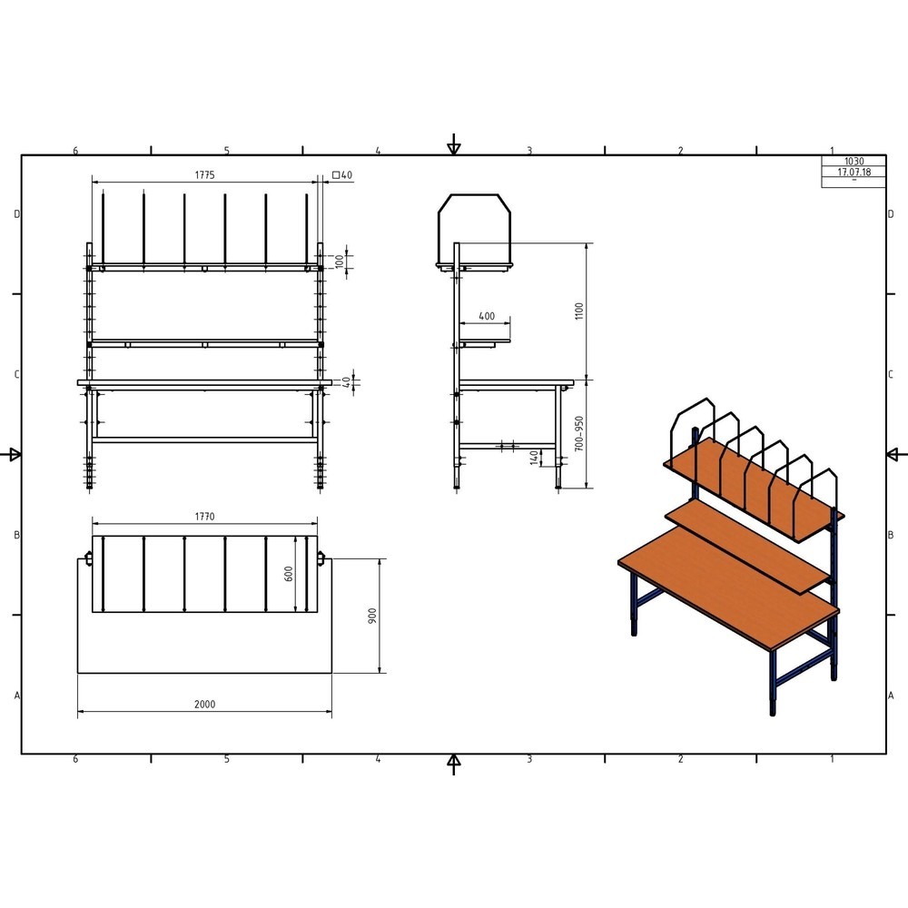 Produktabbildung Nr. 3: Komplett-Set Einzelpacktisch Multiplex, HxBxT 710-960 x 2.000 x 900 mm