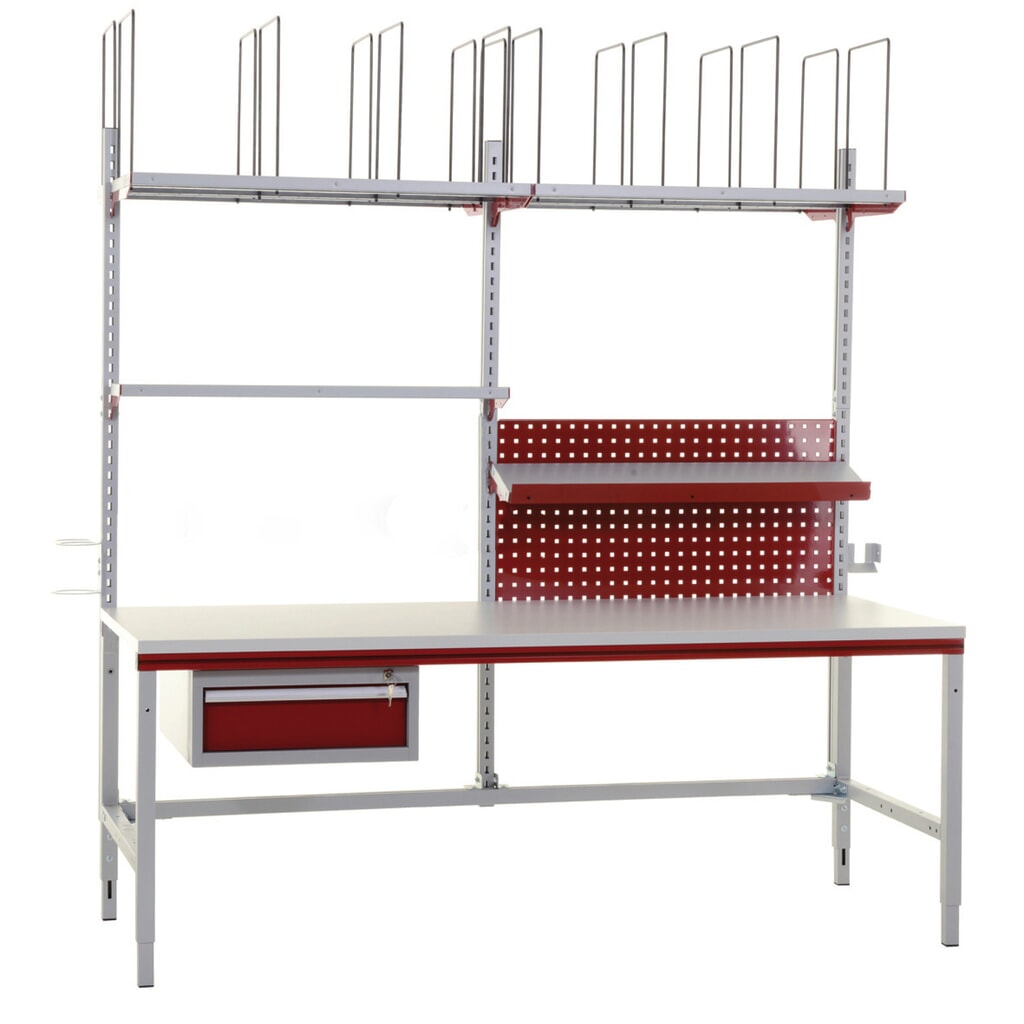 Rocholz Manuell höhenverstellbarer Packtisch FLEX+, mit großem Zubehörpaket, HxBxT 690-960 x 2.000 x 800 mm Produktabbildung Nr. 8: Rocholz Manuell höhenverstellbarer Packtisch FLEX+, mit großem Zubehörpaket, HxBxT 690-960 x 2.000 x 800 mm
