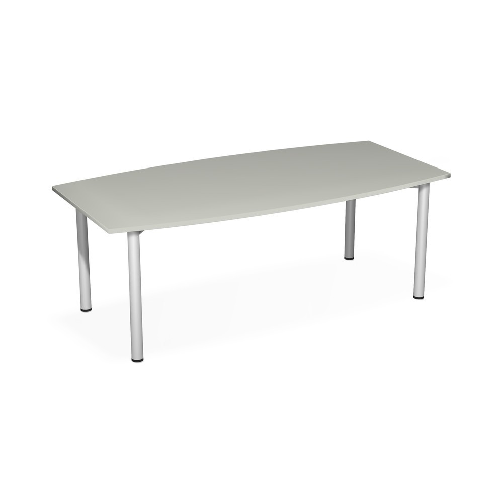 Produktabbildung: Geramöbel Konferenztisch fassförmig, BxT 2.000 x 800/1.200 mm, lichtgrau/weißaluminium