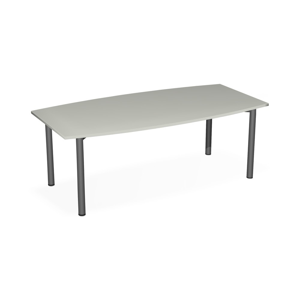 Produktabbildung: Geramöbel Konferenztisch fassförmig, BxT 2.000 x 800/1.200 mm, lichtgrau/anthrazit