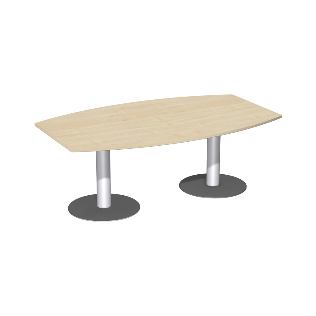 Konferenztisch fassförmig, mit Tellerfuß, BxT 2.000 x 800/1200 mm, Ahorn Produktabbildung: Konferenztisch fassförmig, mit Tellerfuß, BxT 2.000 x 800/1200 mm, Ahorn