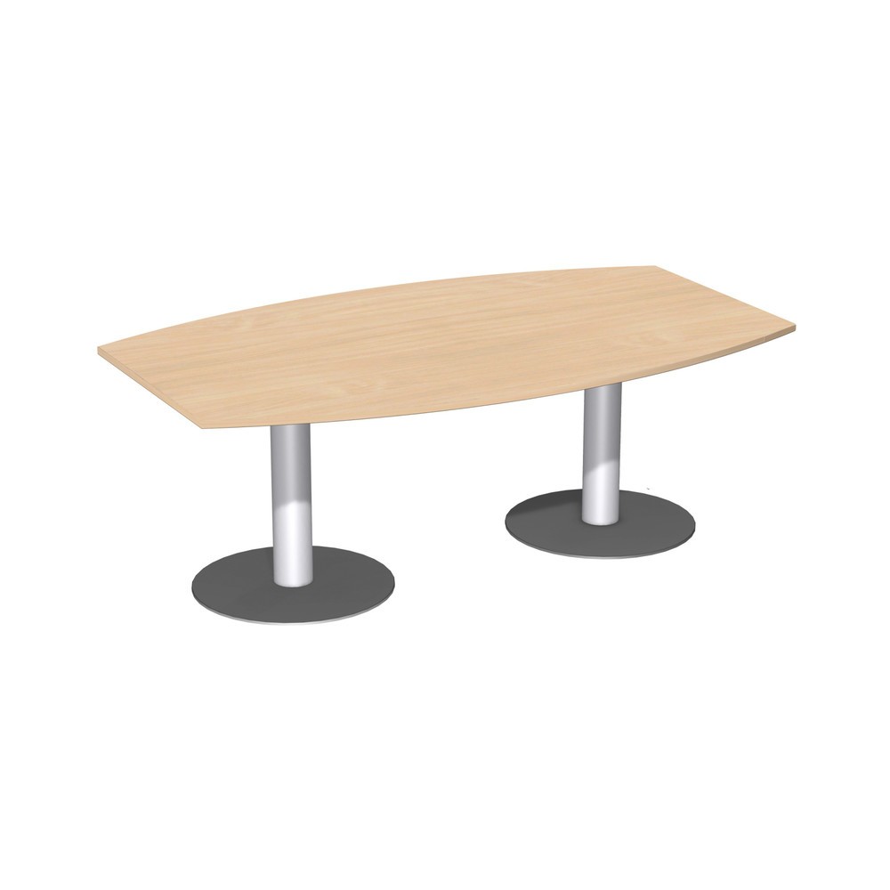 Produktabbildung: Geramöbel Konferenztisch fassförmig, mit Tellerfuß, BxT 2.000 x 800/1200 mm, Buche