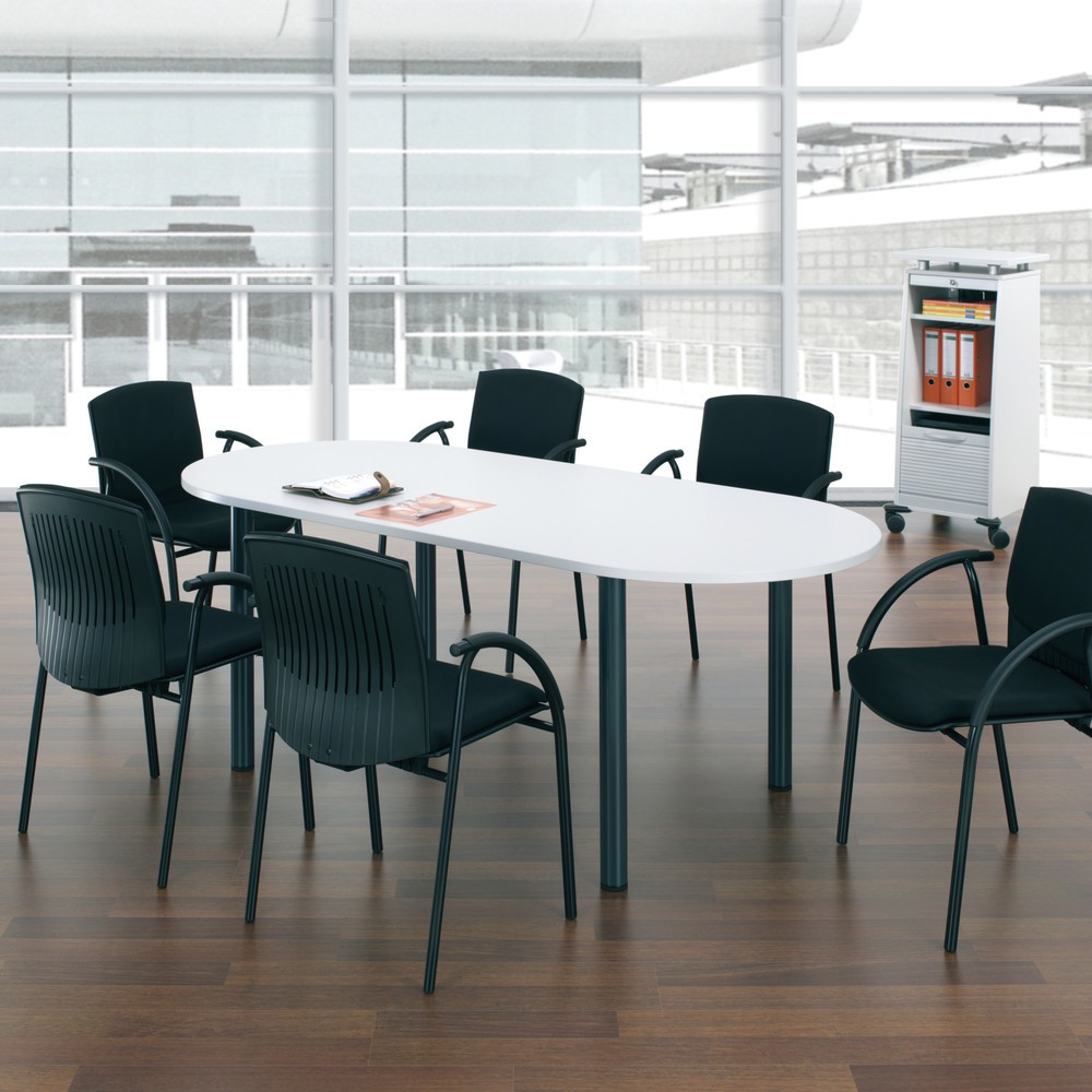 Produktabbildung: Konferenztisch Ovalform, BxT 2.000 x 900 mm, Ahorn/anthrazit