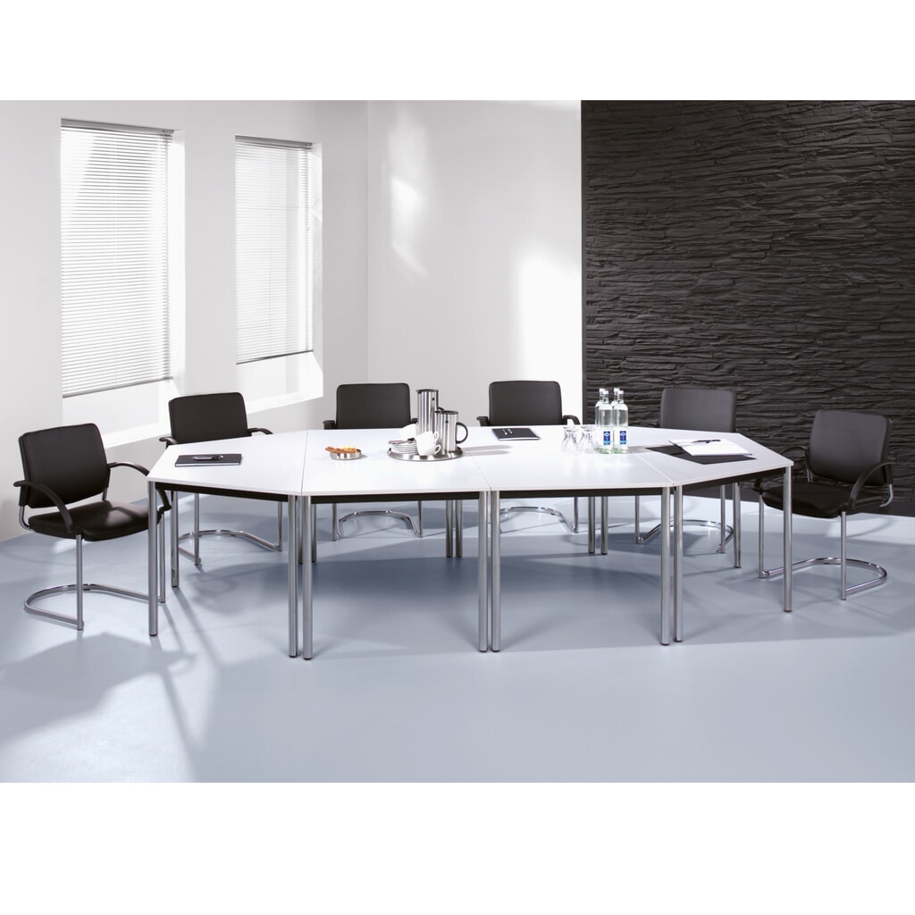 Produktabbildung: Konferenztisch Premium, Quadratrohr, BxT 800 x 800 mm, lichtgrau/schwarz