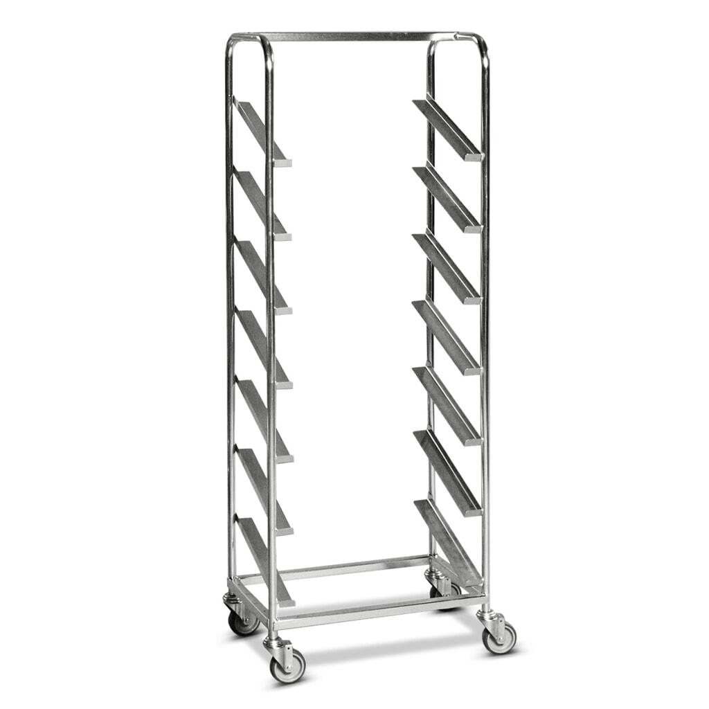 Produktabbildung: Kongamek Hordenwagen für Eurokästen, geneigte Auflagen, Abstand 195 mm