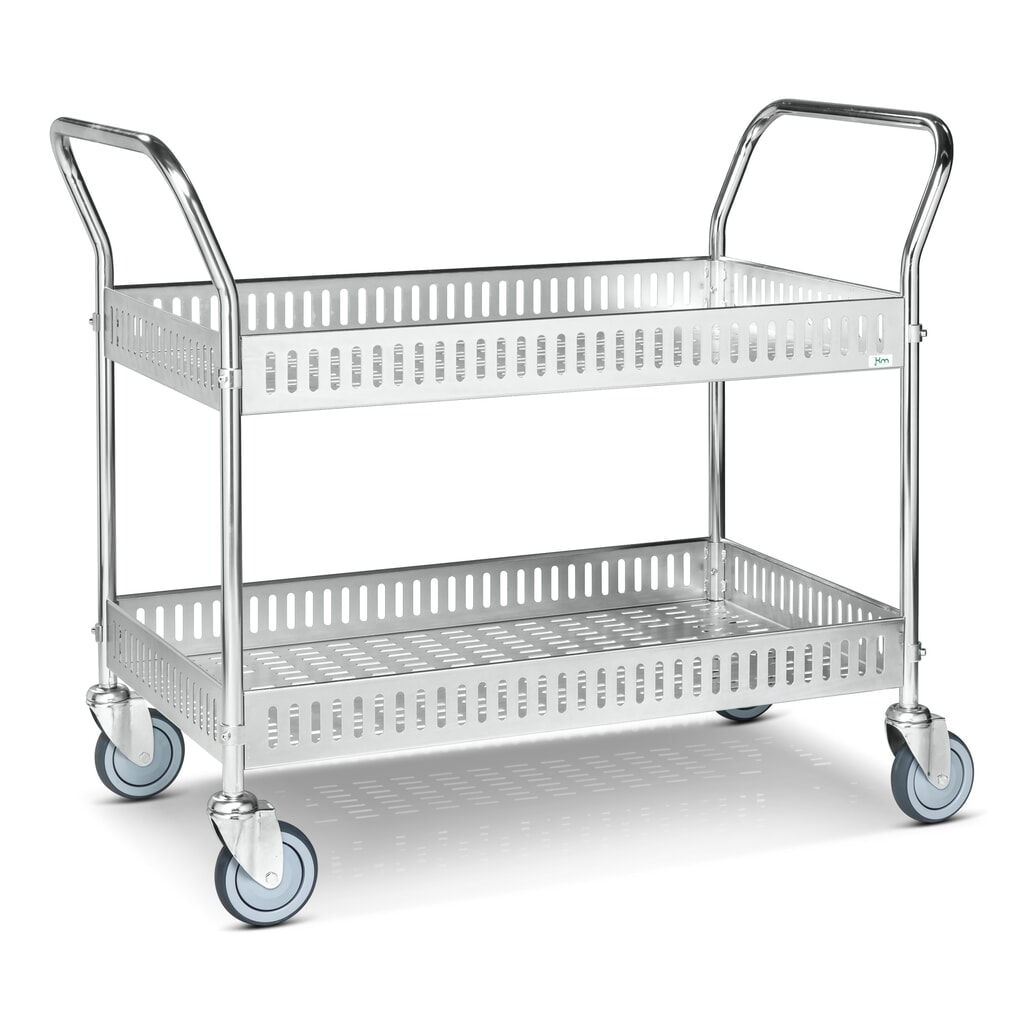 Produktabbildung: Kongamek Korbwagen, komplett verzinkt, hochstehende Bügel, 2 Etagen à 935 x 535 mm