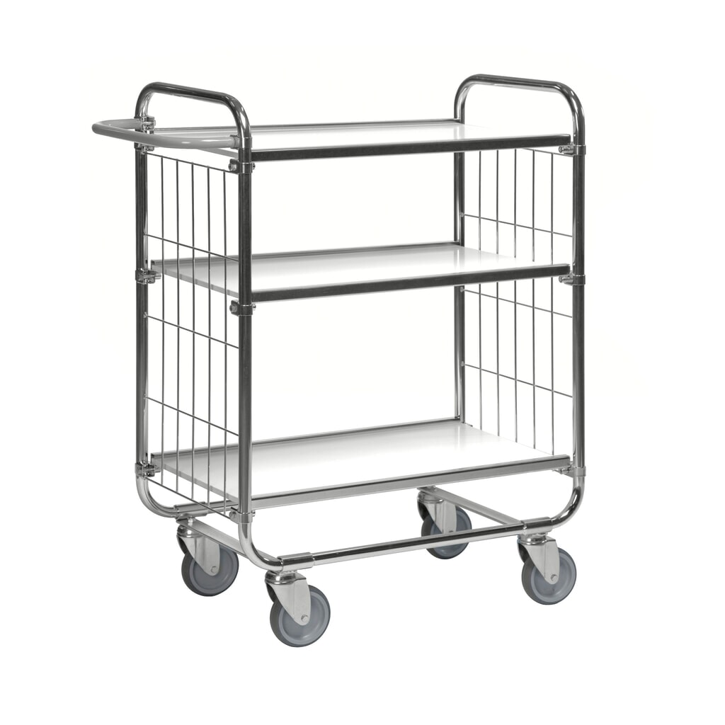 Kongamek Regalwagen, verzinkt, 2 Gitterwände, 3 laminierte Böden à 620 x 425 mm Produktabbildung: Kongamek Regalwagen, verzinkt, 2 Gitterwände, 3 laminierte Böden à 620 x 425 mm
