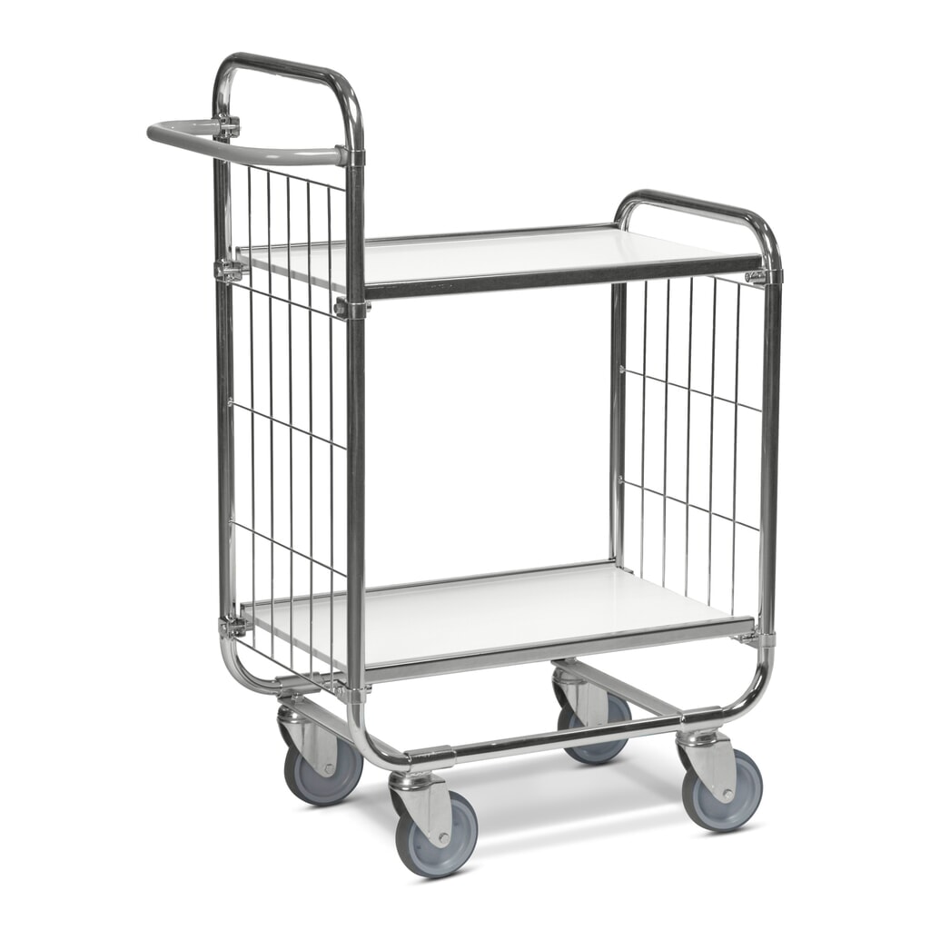 Kongamek Regalwagen, verzinkt, 2 Gitterwände, hohe Stirnseite, 2 laminierte Böden à 620 x 425 mm Produktabbildung: Kongamek Regalwagen, verzinkt, 2 Gitterwände, hohe Stirnseite, 2 laminierte Böden à 620 x 425 mm