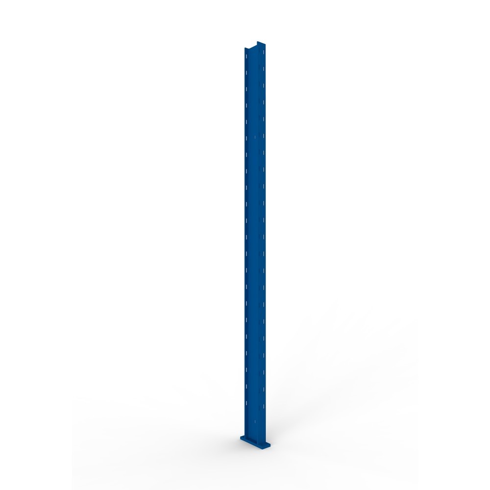 Produktabbildung: Kragarmständerprofil für META Kragarmregal, mit Anschlußplatte für Multistrong L, RAL 5010 enzianblau, Höhe 2.500 mm