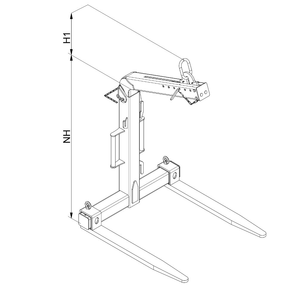 Produktabbildung Nr. 2: Eichinger® Krangabel mit automatischem Gewichtsausgleich, Zinken aus Vollmetall, TK 600 kg