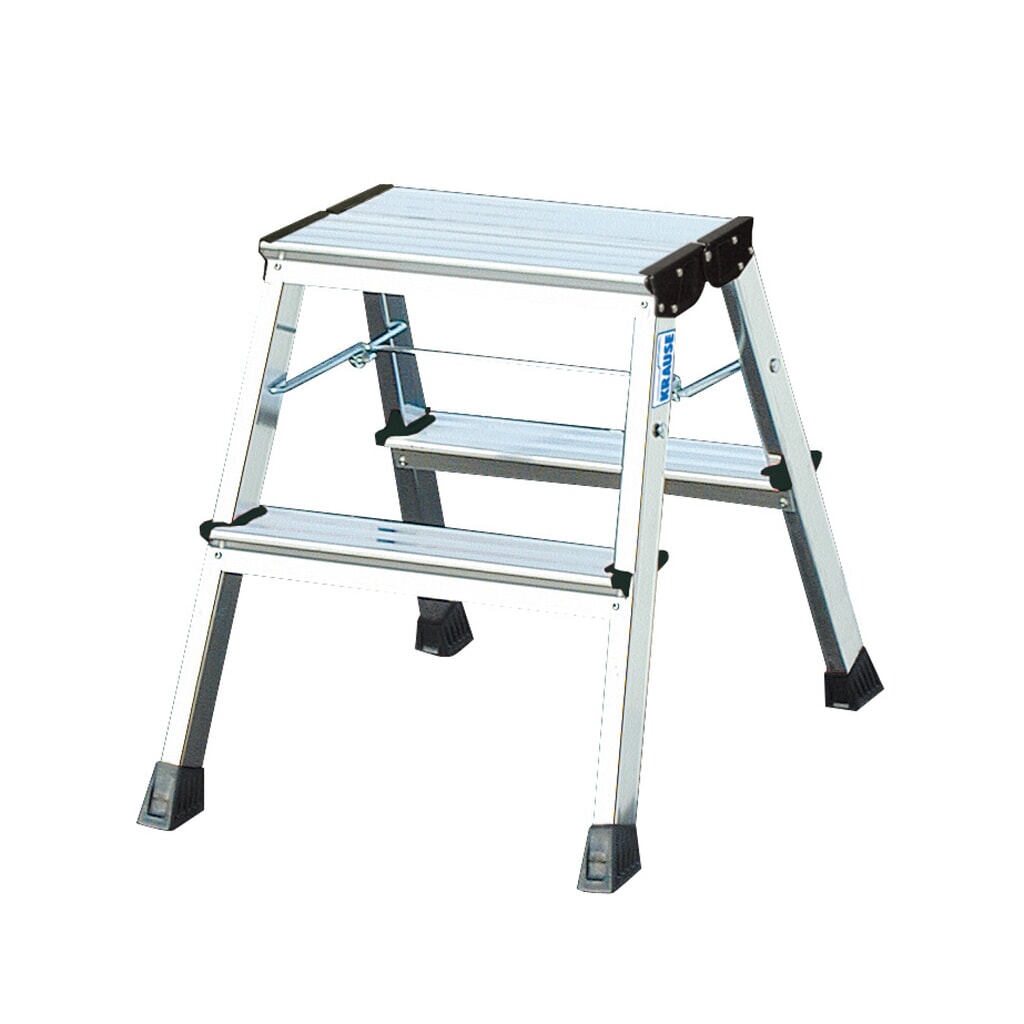 KRAUSE® MONTO Doppel-Klapptritt aus Aluminium, Standhöhe 0,45 m, alufarben Produktabbildung: KRAUSE® MONTO Doppel-Klapptritt aus Aluminium, Standhöhe 0,45 m, alufarben