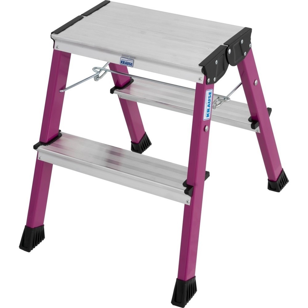 Produktabbildung: KRAUSE® MONTO Doppel-Klapptritt Rolly 2x2 Stufen Pink