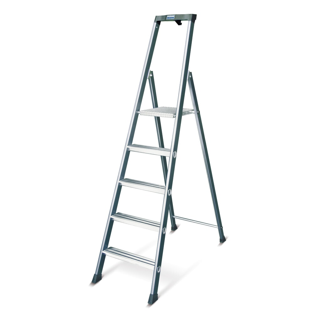 KRAUSE® Stufen-r, 1-seitig begehbar, eloxiertes Aluminium, Standhöhe 0,85 m Produktabbildung: KRAUSE® Stufen-r, 1-seitig begehbar, eloxiertes Aluminium, Standhöhe 0,85 m