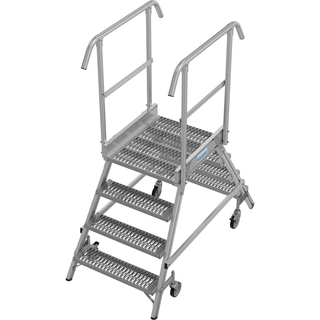 KRAUSE® STABILO fahrbare Podestleiter, beidseitig begehbar, Profilrost R13, 2 x 4 Stufen Produktabbildung: KRAUSE® STABILO fahrbare Podestleiter, beidseitig begehbar, Profilrost R13, 2 x 4 Stufen