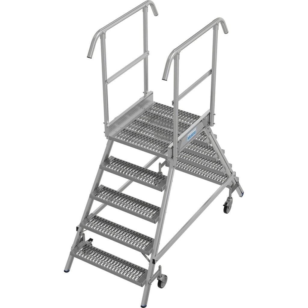 KRAUSE® STABILO fahrbare Podestleiter, beidseitig begehbar, Profilrost R13, 2 x 5 Stufen Produktabbildung: KRAUSE® STABILO fahrbare Podestleiter, beidseitig begehbar, Profilrost R13, 2 x 5 Stufen