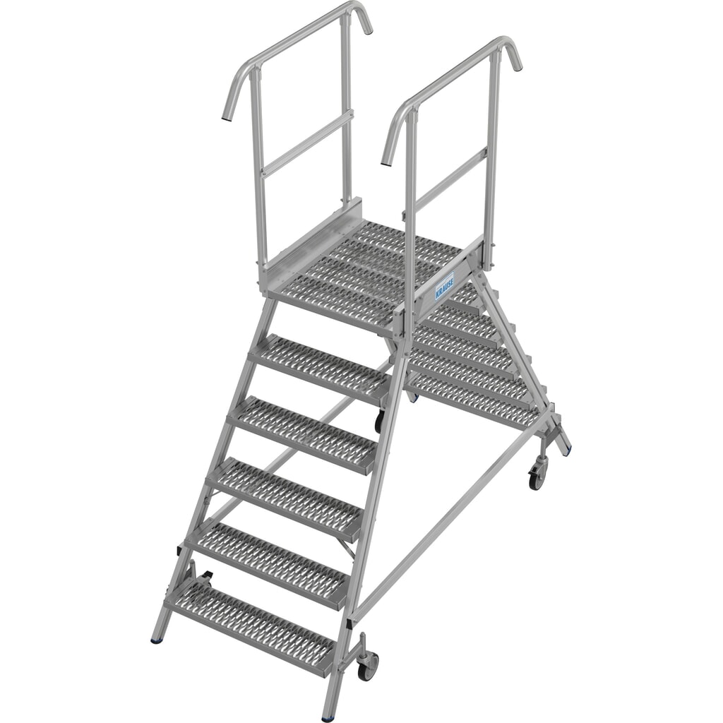 KRAUSE® STABILO fahrbare Podestleiter, beidseitig begehbar, Profilrost R13, 2 x 6 Stufen Produktabbildung: KRAUSE® STABILO fahrbare Podestleiter, beidseitig begehbar, Profilrost R13, 2 x 6 Stufen