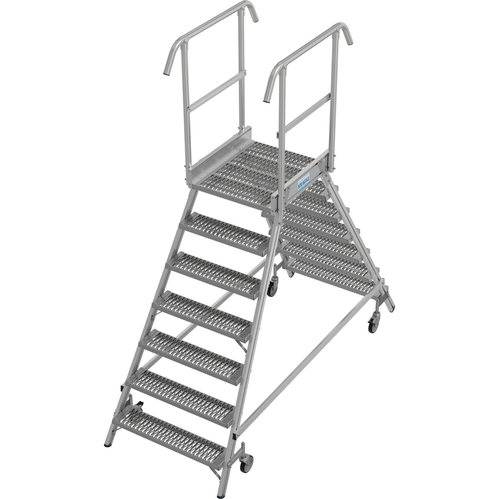 Produktabbildung: KRAUSE® STABILO fahrbare Podestleiter, beidseitig begehbar, Profilrost R13, 2 x 7 Stufen