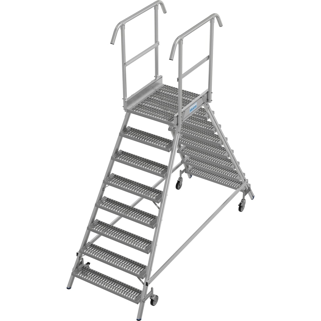 KRAUSE® STABILO fahrbare Podestleiter, beidseitig begehbar, Profilrost R13, 2 x 8 Stufen Produktabbildung: KRAUSE® STABILO fahrbare Podestleiter, beidseitig begehbar, Profilrost R13, 2 x 8 Stufen