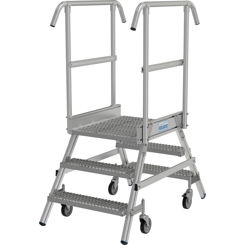 KRAUSE® STABILO fahrbare Podestleiter, beidseitig begehbar, Profilrost R13, 2 x 3 Stufen Produktabbildung Nr. 13: KRAUSE® STABILO fahrbare Podestleiter, beidseitig begehbar, Profilrost R13, 2 x 3 Stufen