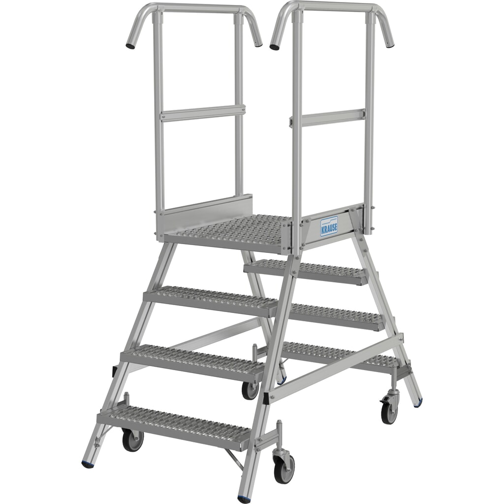 KRAUSE® STABILO fahrbare Podestleiter, beidseitig begehbar, Profilrost R13, 2 x 4 Stufen Produktabbildung Nr. 14: KRAUSE® STABILO fahrbare Podestleiter, beidseitig begehbar, Profilrost R13, 2 x 4 Stufen