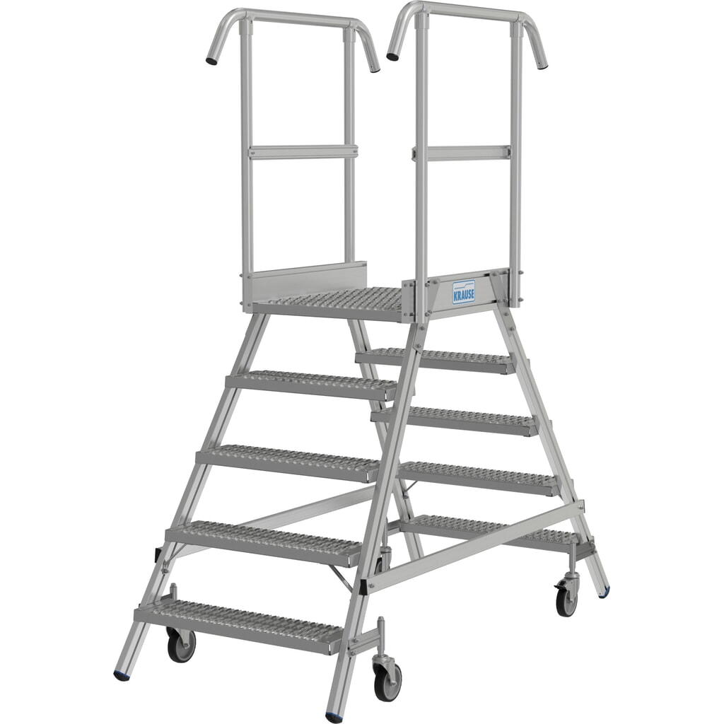 KRAUSE® STABILO fahrbare Podestleiter, beidseitig begehbar, Profilrost R13, 2 x 5 Stufen Produktabbildung Nr. 14: KRAUSE® STABILO fahrbare Podestleiter, beidseitig begehbar, Profilrost R13, 2 x 5 Stufen