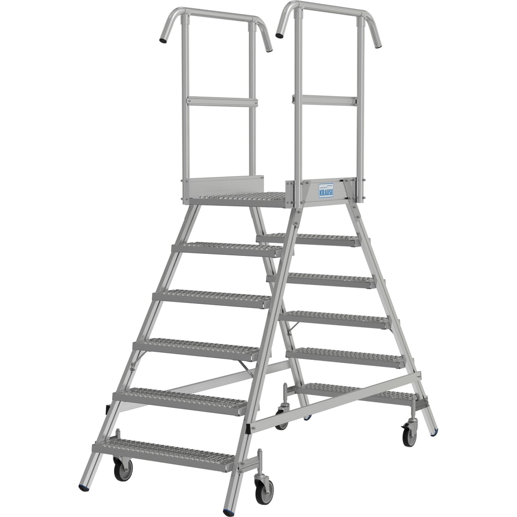 KRAUSE® STABILO fahrbare Podestleiter, beidseitig begehbar, Profilrost R13, 2 x 6 Stufen Produktabbildung Nr. 14: KRAUSE® STABILO fahrbare Podestleiter, beidseitig begehbar, Profilrost R13, 2 x 6 Stufen
