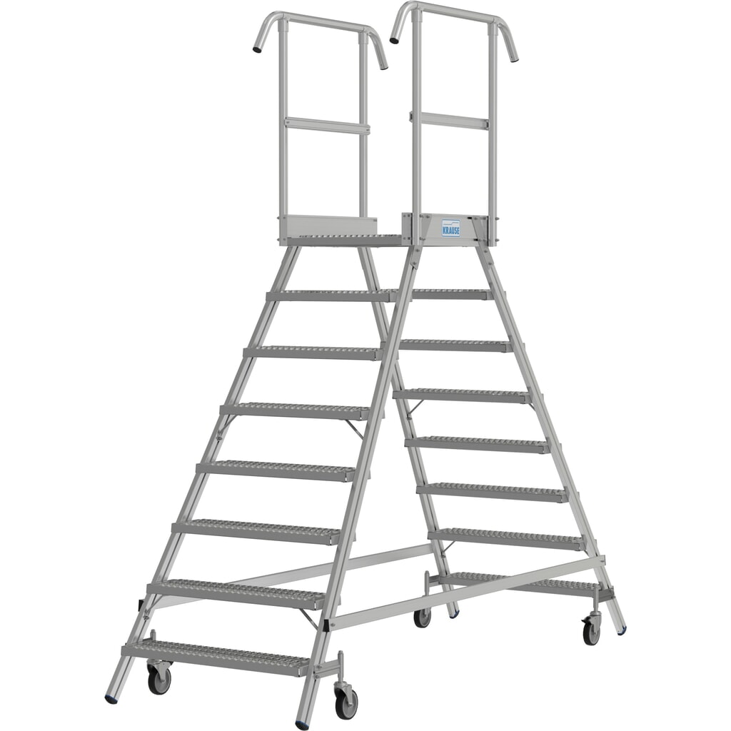 KRAUSE® STABILO fahrbare Podestleiter, beidseitig begehbar, Profilrost R13, 2 x 8 Stufen Produktabbildung Nr. 14: KRAUSE® STABILO fahrbare Podestleiter, beidseitig begehbar, Profilrost R13, 2 x 8 Stufen
