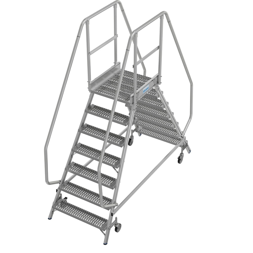 KRAUSE® STABILO fahrbare Podestleiter, beidseitig begehbar, Profilrost R13, 2 x 7 Stufen Produktabbildung Nr. 15: KRAUSE® STABILO fahrbare Podestleiter, beidseitig begehbar, Profilrost R13, 2 x 7 Stufen