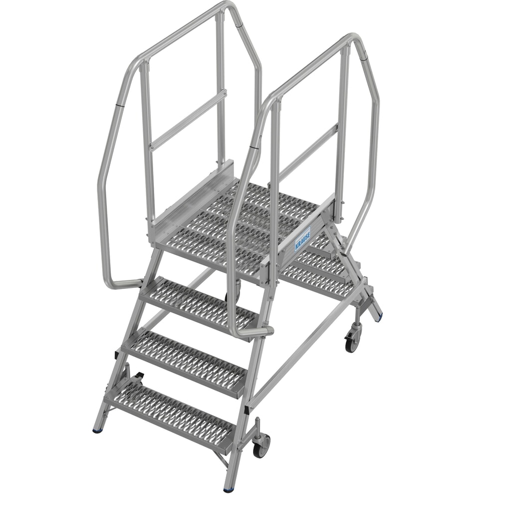 KRAUSE® STABILO fahrbare Podestleiter, beidseitig begehbar, Profilrost R13, 2 x 4 Stufen Produktabbildung Nr. 15: KRAUSE® STABILO fahrbare Podestleiter, beidseitig begehbar, Profilrost R13, 2 x 4 Stufen