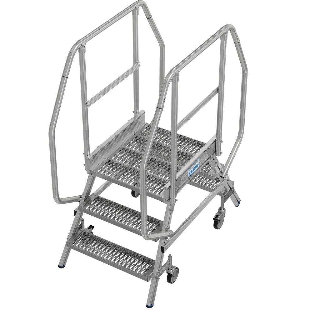 KRAUSE® STABILO fahrbare Podestleiter, beidseitig begehbar, Profilrost R13, 2 x 3 Stufen Produktabbildung Nr. 15: KRAUSE® STABILO fahrbare Podestleiter, beidseitig begehbar, Profilrost R13, 2 x 3 Stufen