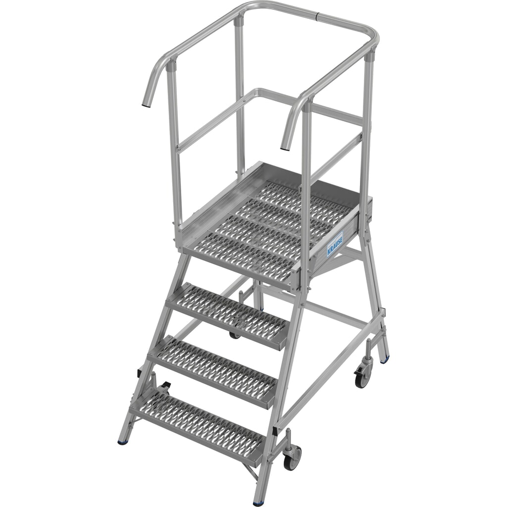 KRAUSE® STABILO fahrbare Podestleiter, einseitig begehbar, Profilrost R13, 4 Stufen Produktabbildung: KRAUSE® STABILO fahrbare Podestleiter, einseitig begehbar, Profilrost R13, 4 Stufen