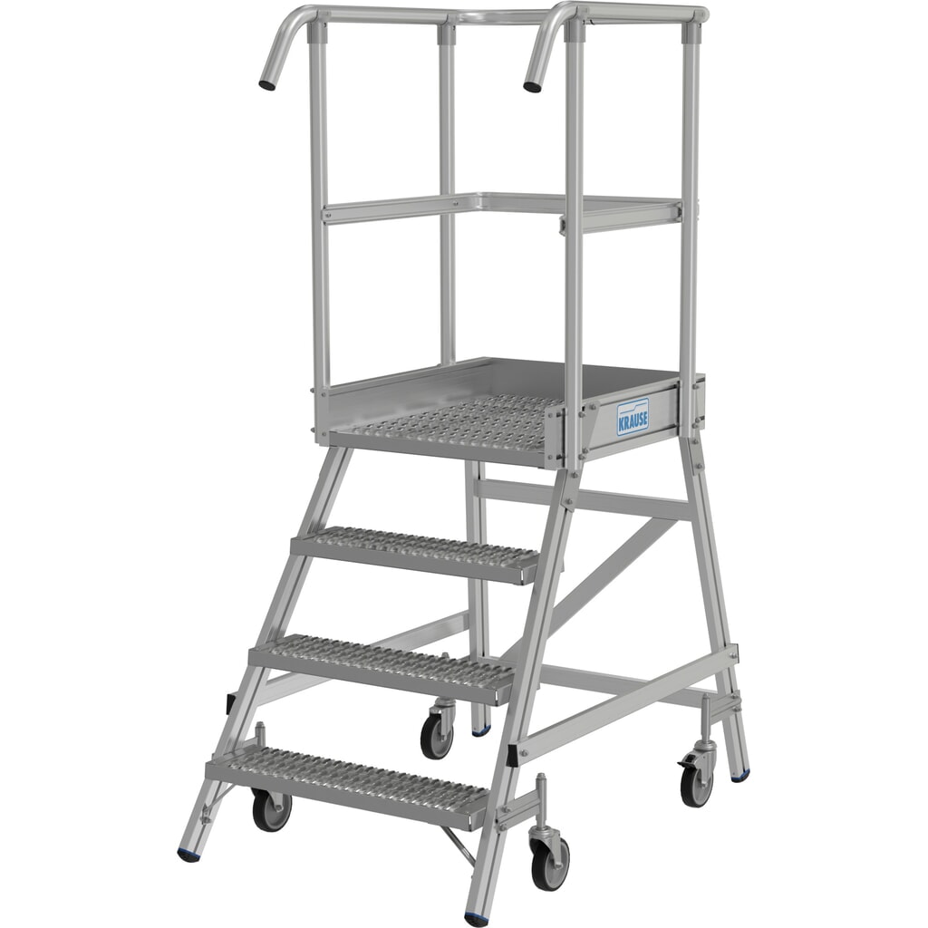KRAUSE® STABILO fahrbare Podestleiter, einseitig begehbar, Profilrost R13, 4 Stufen Produktabbildung Nr. 2: KRAUSE® STABILO fahrbare Podestleiter, einseitig begehbar, Profilrost R13, 4 Stufen