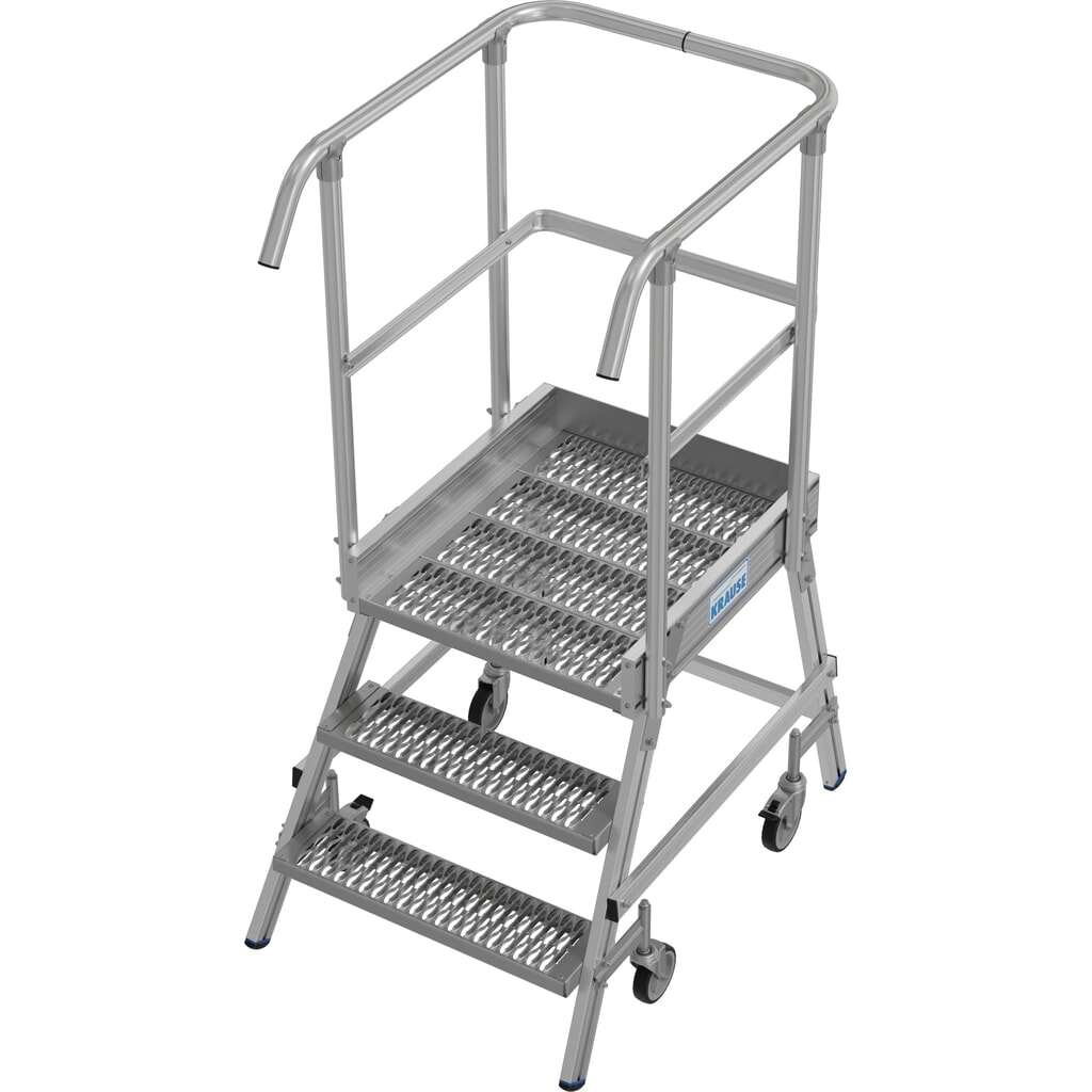 KRAUSE® STABILO fahrbare Podestleiter, einseitig begehbar, Profilrost R13, 3 Stufen Produktabbildung: KRAUSE® STABILO fahrbare Podestleiter, einseitig begehbar, Profilrost R13, 3 Stufen