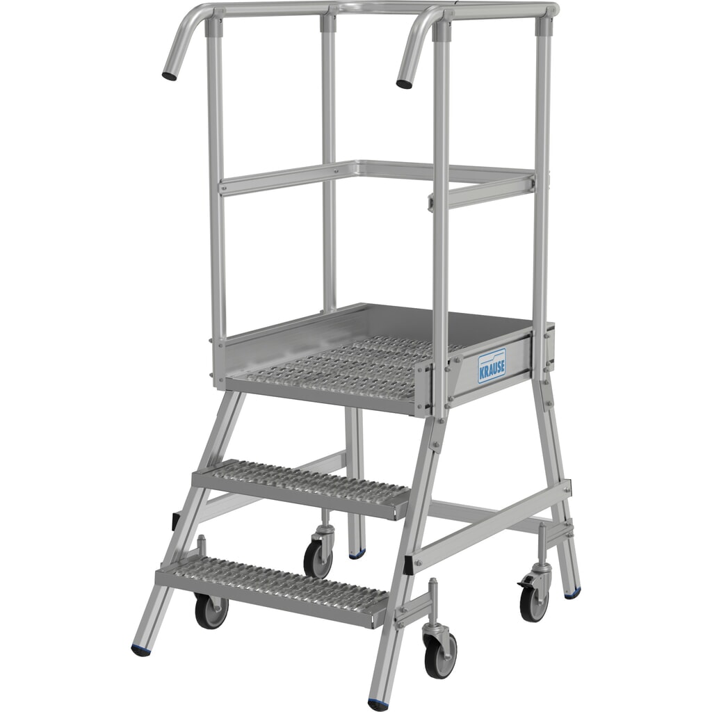KRAUSE® STABILO fahrbare Podestleiter, einseitig begehbar, Profilrost R13, 3 Stufen Produktabbildung Nr. 2: KRAUSE® STABILO fahrbare Podestleiter, einseitig begehbar, Profilrost R13, 3 Stufen