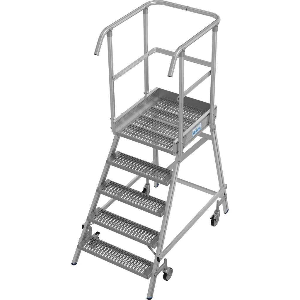 KRAUSE® STABILO fahrbare Podestleiter,einseitig begehbar, Profilrost R13, 5 Stufen Produktabbildung: KRAUSE® STABILO fahrbare Podestleiter,einseitig begehbar, Profilrost R13, 5 Stufen