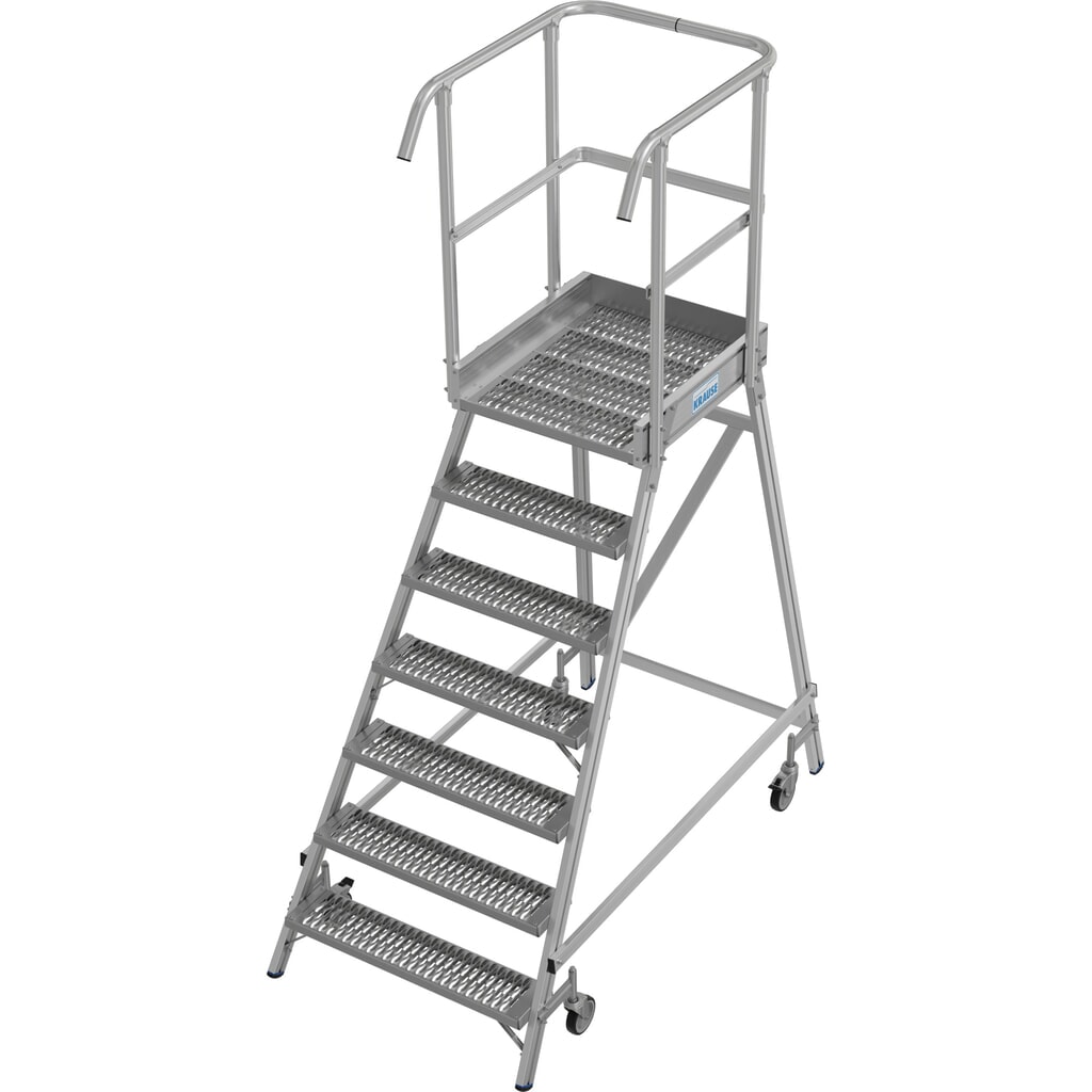 KRAUSE® STABILO fahrbare Podestleiter, einseitig begehbar, Profilrost R13, 7 Stufen Produktabbildung: KRAUSE® STABILO fahrbare Podestleiter, einseitig begehbar, Profilrost R13, 7 Stufen