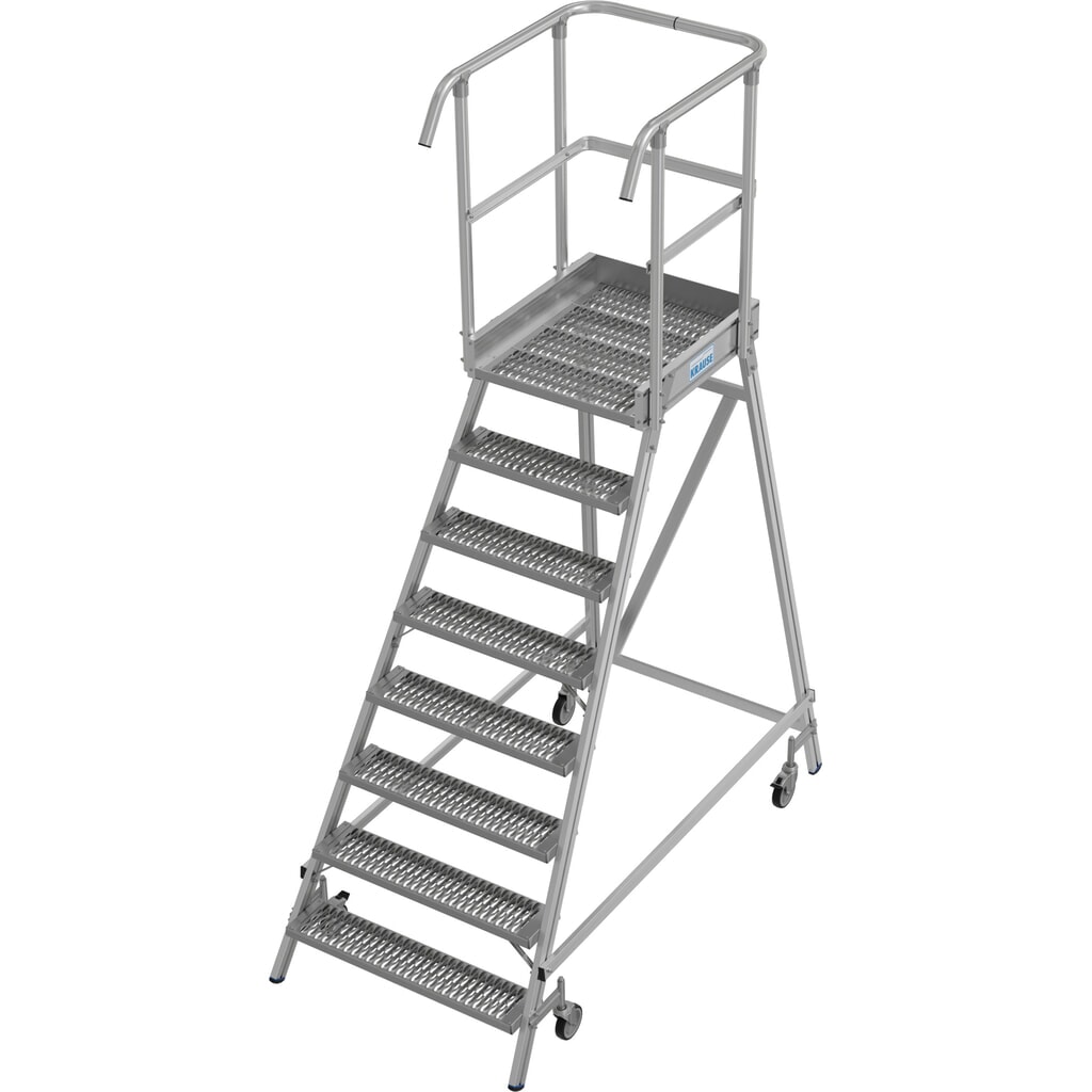 KRAUSE® STABILO fahrbare Podestleiter, einseitig begehbar, Profilrost R13, 8 Stufen Produktabbildung: KRAUSE® STABILO fahrbare Podestleiter, einseitig begehbar, Profilrost R13, 8 Stufen