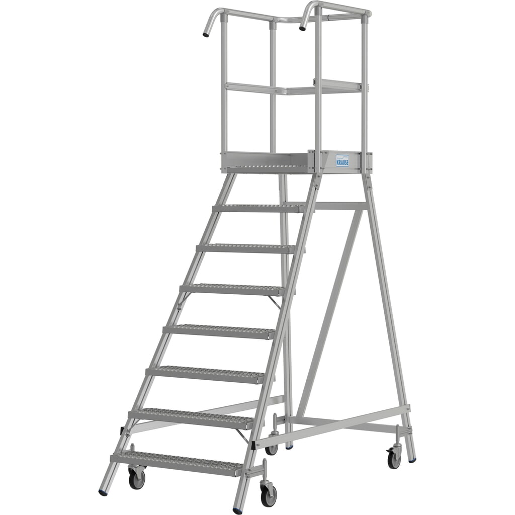 KRAUSE® STABILO fahrbare Podestleiter, einseitig begehbar, Profilrost R13, 8 Stufen Produktabbildung Nr. 2: KRAUSE® STABILO fahrbare Podestleiter, einseitig begehbar, Profilrost R13, 8 Stufen