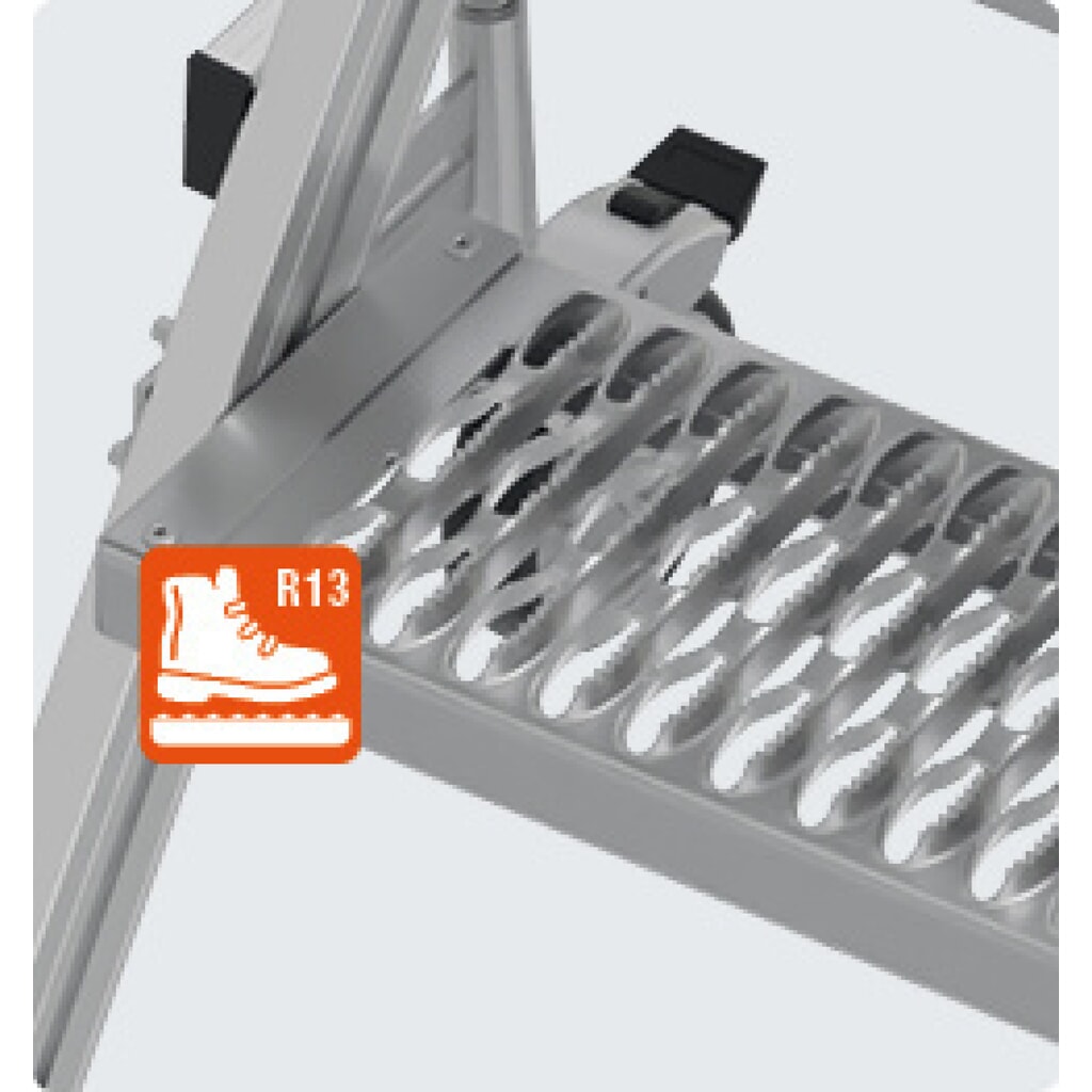 KRAUSE® STABILO fahrbare Podestleiter, einseitig begehbar, Profilrost R13, 2 Stufen Produktabbildung Nr. 14: KRAUSE® STABILO fahrbare Podestleiter, einseitig begehbar, Profilrost R13, 2 Stufen