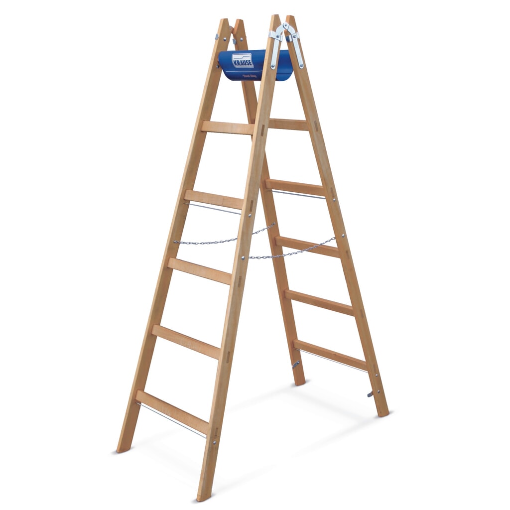 KRAUSE® STABILO Holz-Sprossenleiter, 2-seitig begehbar, Standhöhe 0,50 m Produktabbildung Nr. 4: KRAUSE® STABILO Holz-Sprossenleiter, 2-seitig begehbar, Standhöhe 0,50 m
