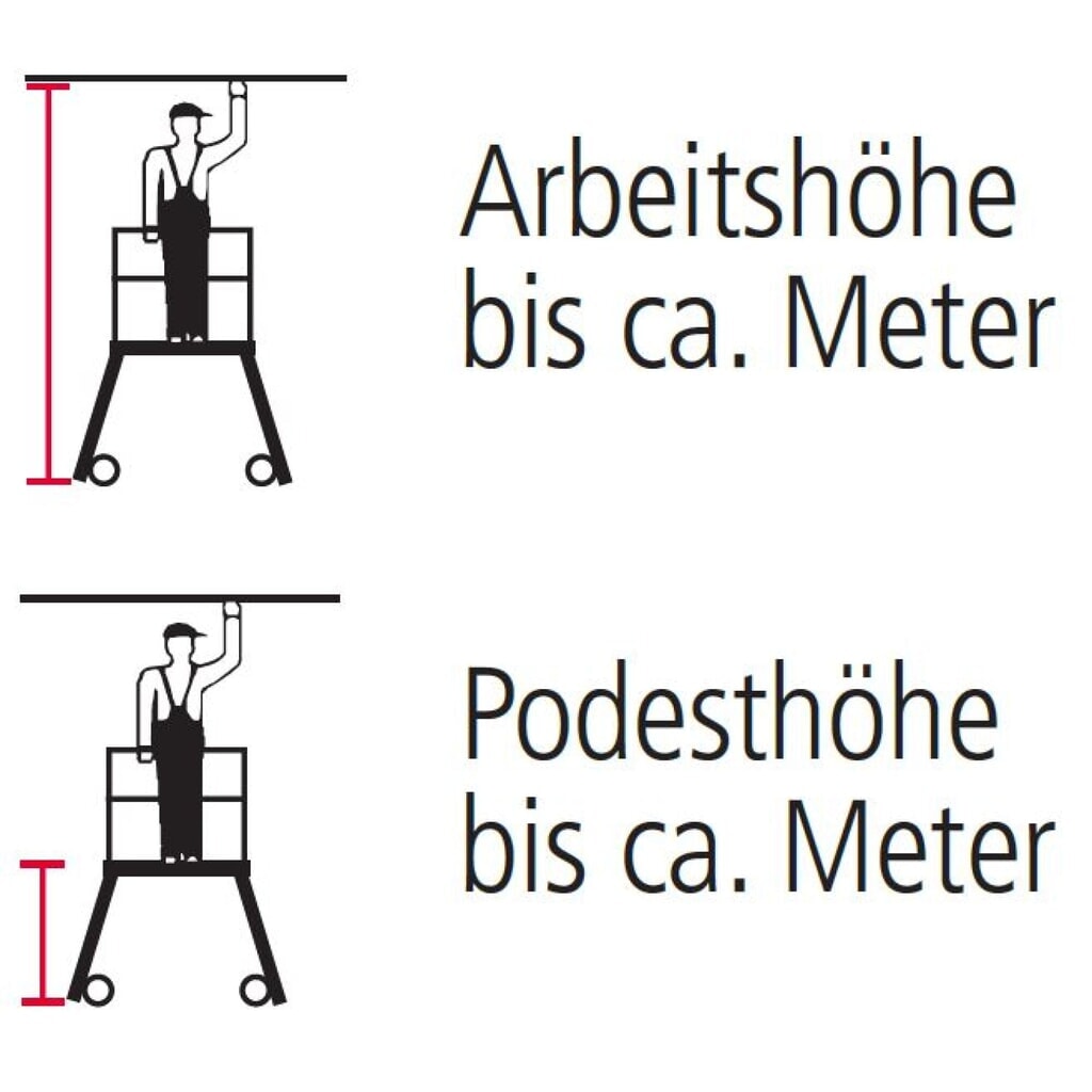 Produktabbildung Nr. 2: ZARGES Podesttreppe, fahrbar, Neigung 60°, Stufenbreite 600, Standhöhe 1,25 m