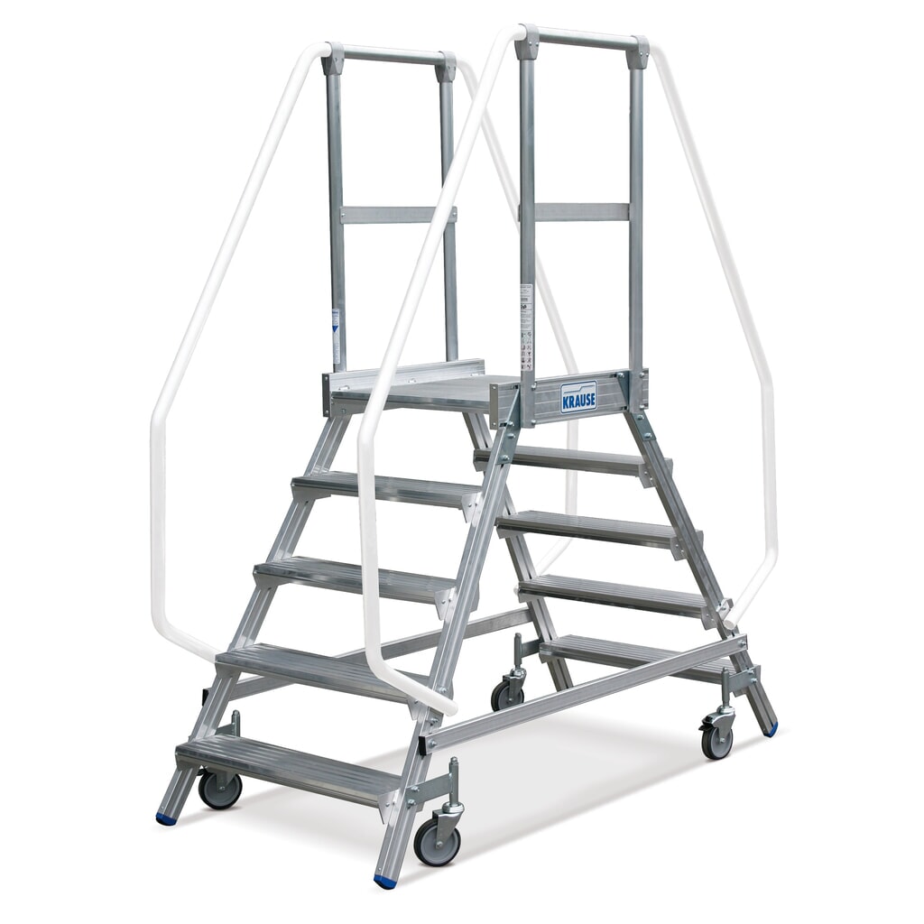 KRAUSE® STABILO Podesttreppe, 2-seitig, verfahrbar, Standhöhe 1,45 m Produktabbildung: KRAUSE® STABILO Podesttreppe, 2-seitig, verfahrbar, Standhöhe 1,45 m