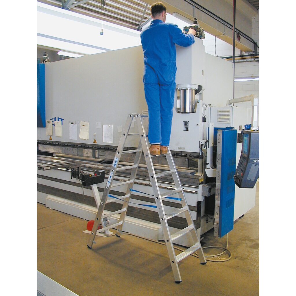 Produktabbildung: KRAUSE® Stufen-r, 2-seitig begehbar, hochfest gebördelt aus Aluminium, Standhöhe 0,70 m