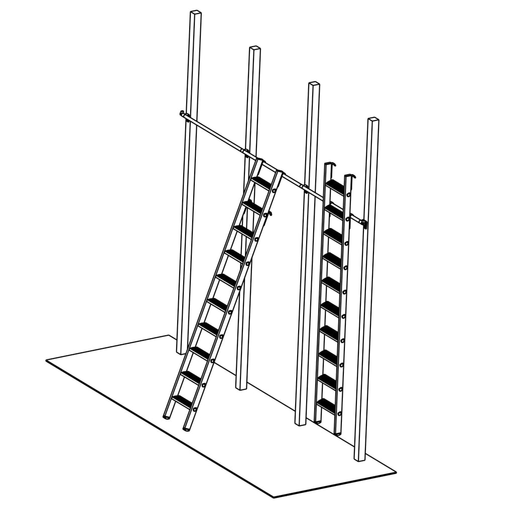 KRAUSE® STABILO Stufen-Regalleiter mit Haken für Rundrohr, Standhöhe 0,70 m Produktabbildung Nr. 2: KRAUSE® STABILO Stufen-Regalleiter mit Haken für Rundrohr, Standhöhe 0,70 m