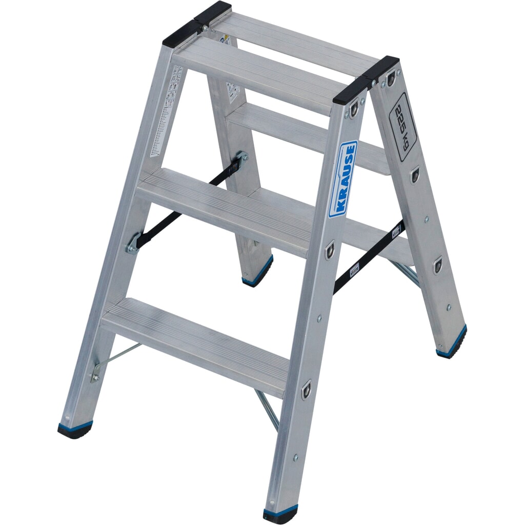 KRAUSE® STABILO Stufenstehleiter, beidseitig begehbar, Tragfähigkeit 225 kg, 2 x 3 Stufen Produktabbildung: KRAUSE® STABILO Stufenstehleiter, beidseitig begehbar, Tragfähigkeit 225 kg, 2 x 3 Stufen